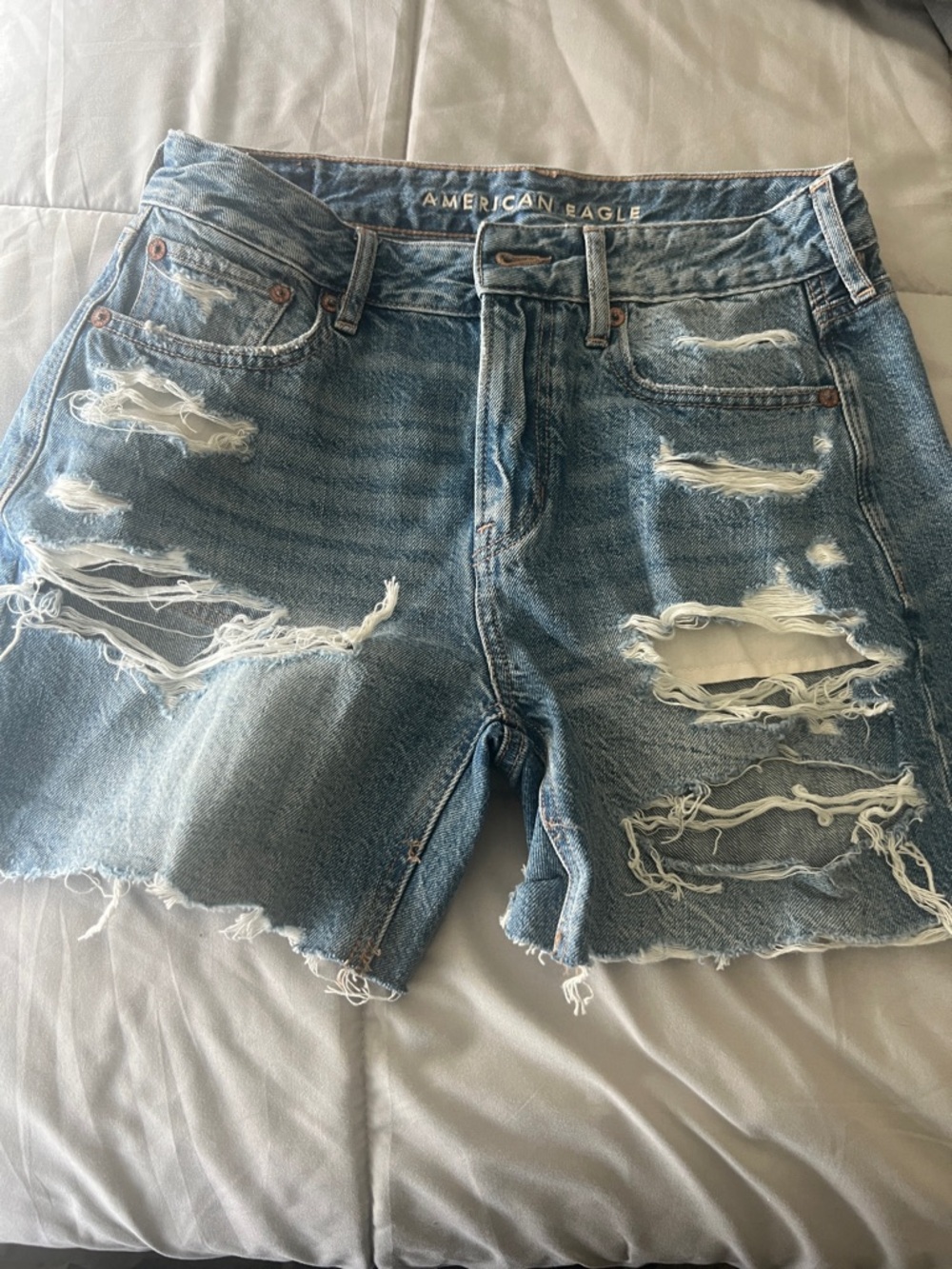 American Eagle Outfitters Distressed Light Blue Denim Jean Shorts